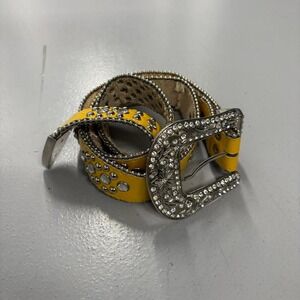 Yellow Rhinestone Western Belt